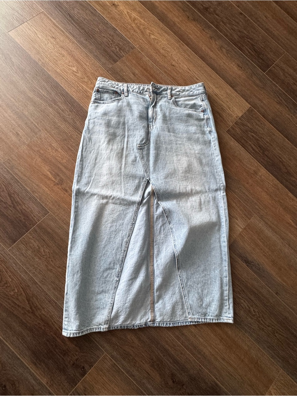 Light Wash Denim Maxi Skirt - 12